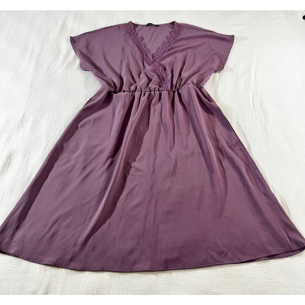 Bloomchic Purple Short Sleeve Dress Knee Length Women's US 14-16